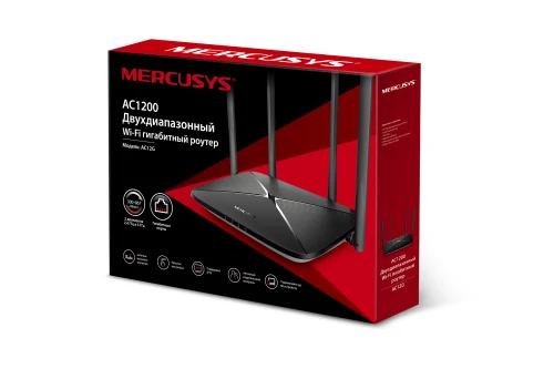 MERCUSYS AC12G AC1200 Dual Band Wireless Gigabit Router, 867Mbps at 5Ghz + 300Mbps at 2.4Ghz, 802.11ac/a/b/g/n, 1 Gigabit WAN + 3 Gigabit LAN, 4 external antennas
