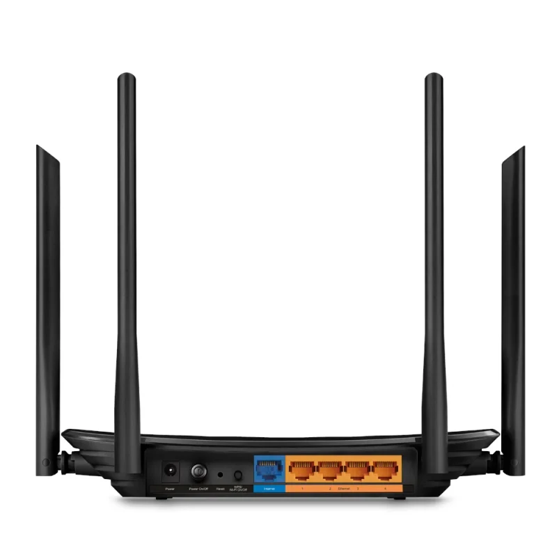 TP-LINK Archer C6 AC1200 Dual Band Wireless Gigabit Router, Atheros, 867Mbps at 5Ghz + 300Mbps at 2.4Ghz, 802.11ac/a/b/g/n, MU-MIMO, 1 Gigabit WAN + 4 Gigabit LAN, Wireless On/Off and WPS button, 4 external antennas + 1 internal antenna 3