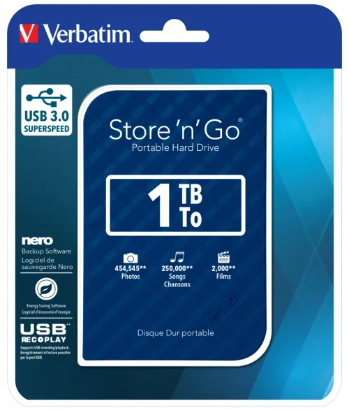 Внешний жесткий диск Verbatim Store 'n' Go, 1TB, Синий
