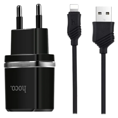 Зарядное устройство Hoco C12 Black (Lightning cable)