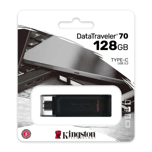 Флеш-накопитель USB Kingston DataTraveler 70, 128Гб, Черный