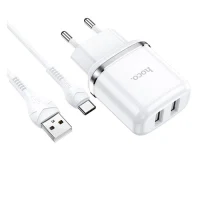 HOCO N4 Aspiring dual port charger set for Type-C White