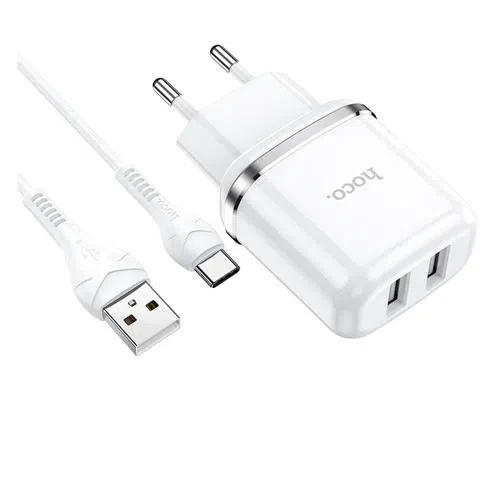 HOCO N4 Aspiring dual port charger set for Type-C White