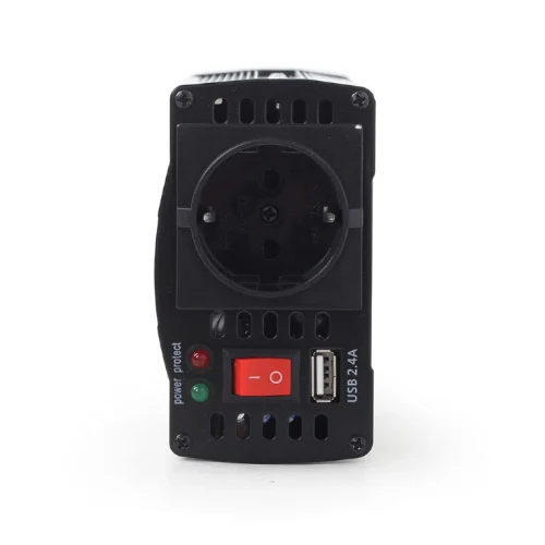 EnerGenie EG-PWC-042, 12V Car power inverter, 300W, with USB port / 5V-2.1A, Power output: 300 W continuous power (peak power 600 W), Output: 230 VAC, Input: 11-15 VDC (car cigarette lighter or accumulator directly)
