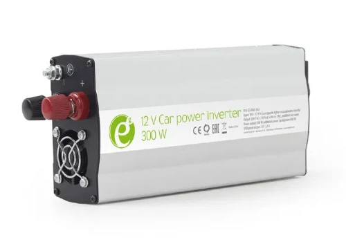 EnerGenie EG-PWC-042, 12V Car power inverter, 300W, with USB port / 5V-2.1A, Power output: 300 W continuous power (peak power 600 W), Output: 230 VAC, Input: 11-15 VDC (car cigarette lighter or accumulator directly)