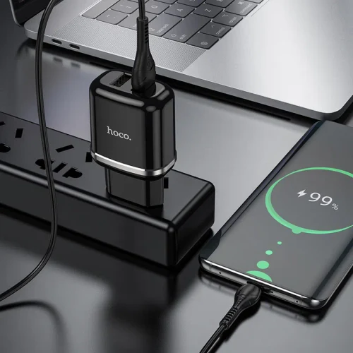 HOCO N4 Aspiring dual port charger set for Micro White