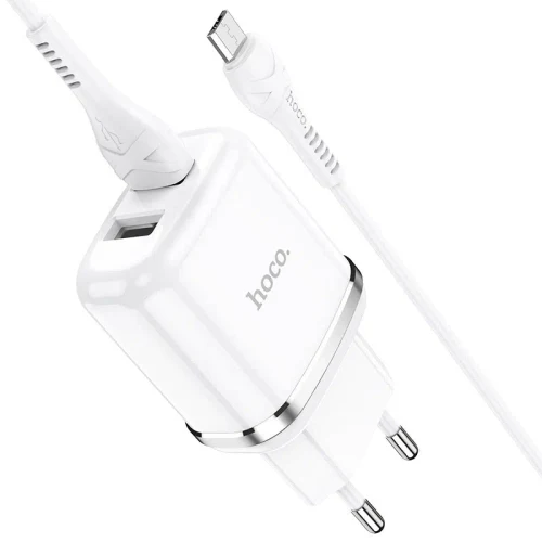 HOCO N4 Aspiring dual port charger set for Micro White