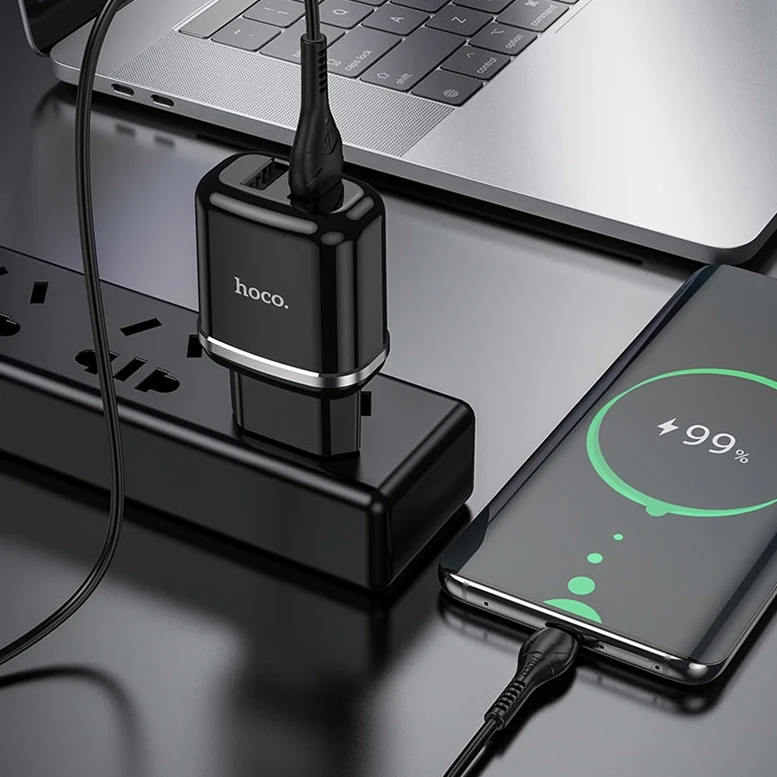HOCO N4 Aspiring dual port charger set for Lightning Black 2