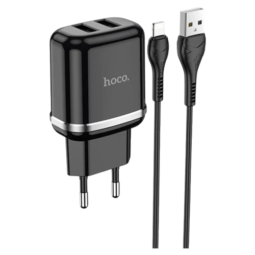 HOCO N4 Aspiring dual port charger set for Lightning Black