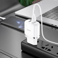 HOCO N4 Aspiring dual port charger set for Lightning White 2