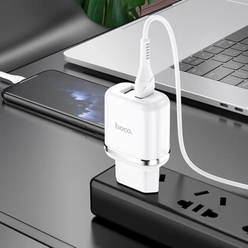 HOCO N4 Aspiring dual port charger set for Lightning White