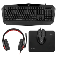 Gaming Keyboard & Mouse & Mouse Pad & Headset SVEN GS-4300, Black, USB/3.5mm