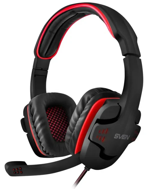 Gaming Headset SVEN AP-G855MV, 40mm drivers, 20-20000Hz, 32 Ohm, 105dB, 261g., 3.5mm, Black/Red
