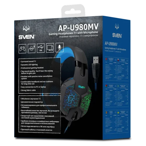 Наушники Sven AP-U980MV Black/Blue
