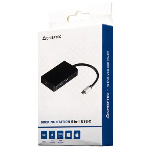 Docking Station Chieftec DSC-501, 5-in-1, 1xUSB Type-C, 2xUSB 3.0, 1xHDMI 2.0