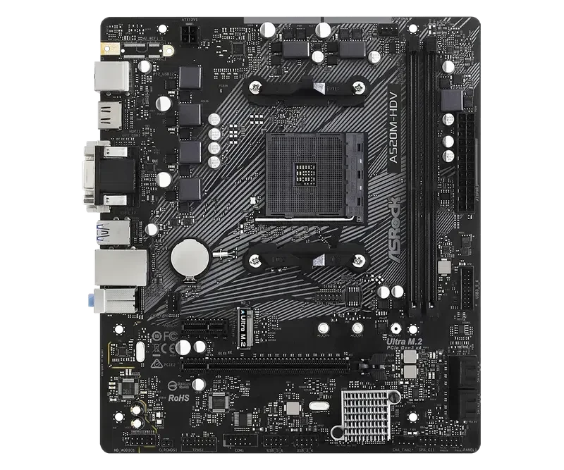 Placă de bază ASRock A520M-HDV, Black 2