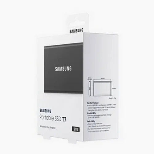 Внешний портативный SSD-накопитель Samsung T7, 2 TB, Grey