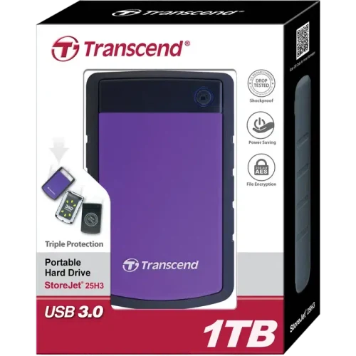 Внешний портативный жесткий диск Transcend StoreJet 25H3P, 1 ТБ, Purple