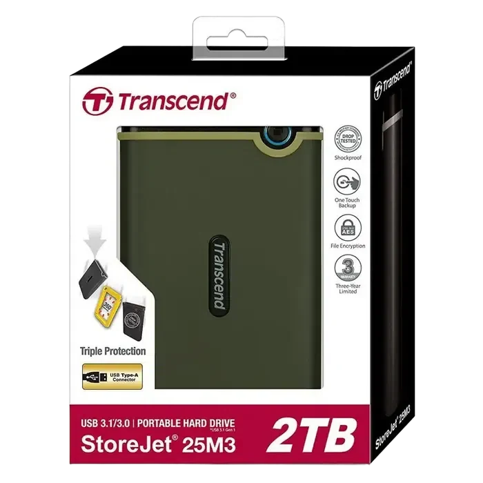 HDD portabil extern Transcend StoreJet 25M3G, 2 TB, Military Green 5