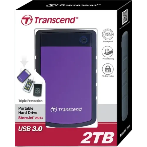 Внешний портативный жесткий диск Transcend StoreJet 25H3P, 2 ТБ, Purple