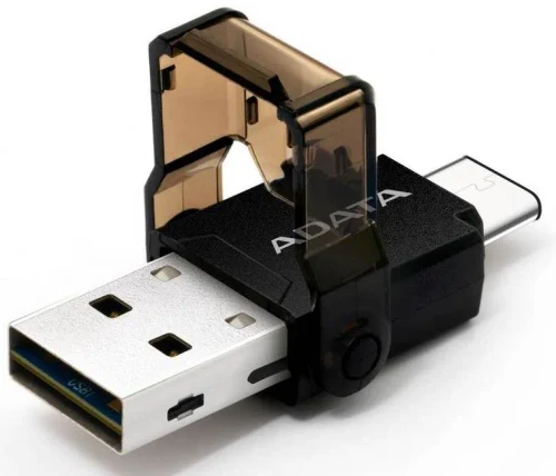 Кардридер ADATA USB-C OTG READER, USB Type-C, Чёрный