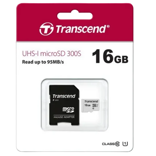 Карта памяти Transcend microSDHC 300S, 16Гб