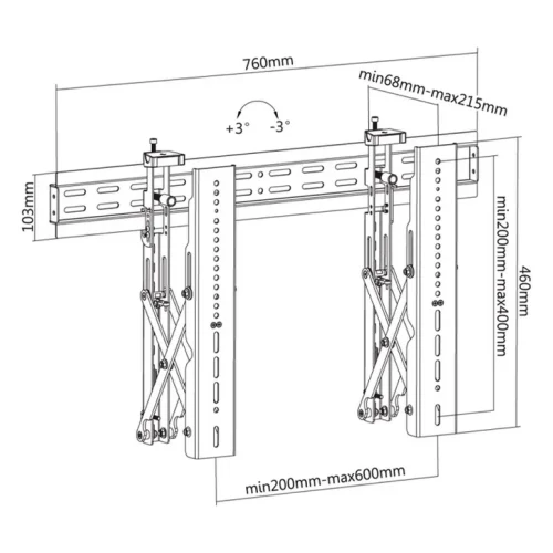 Кронштейн для мониторов Reflecta PLANO Video Wall 60-6040, Черный