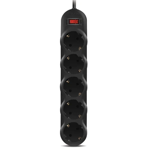 Сетевой фильтр SVEN SF-05L, 5Розеток, 1м, Чёрный