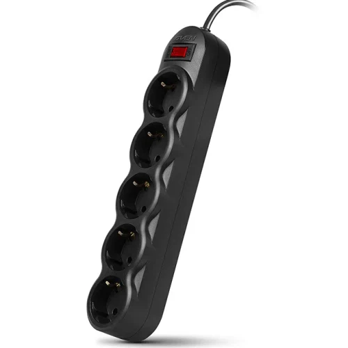Сетевой фильтр SVEN SF-05L, 5Розеток, 1м, Чёрный