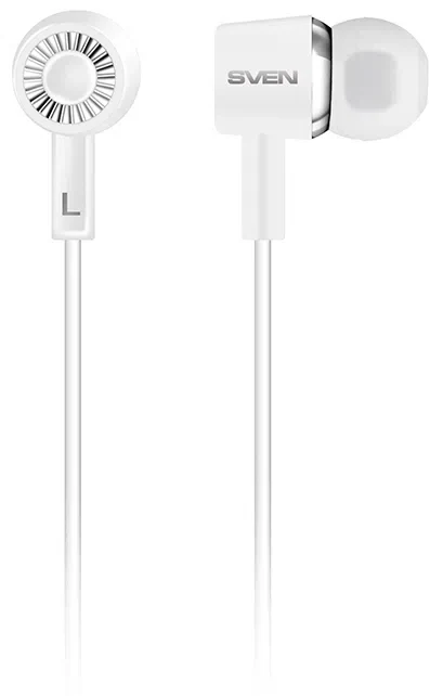 Earphones SVEN E-110, White,  3pin 3.5mm mini-jack, cable 1.2m