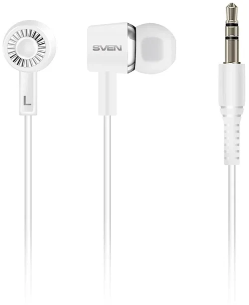 Earphones SVEN E-110, White,  3pin 3.5mm mini-jack, cable 1.2m