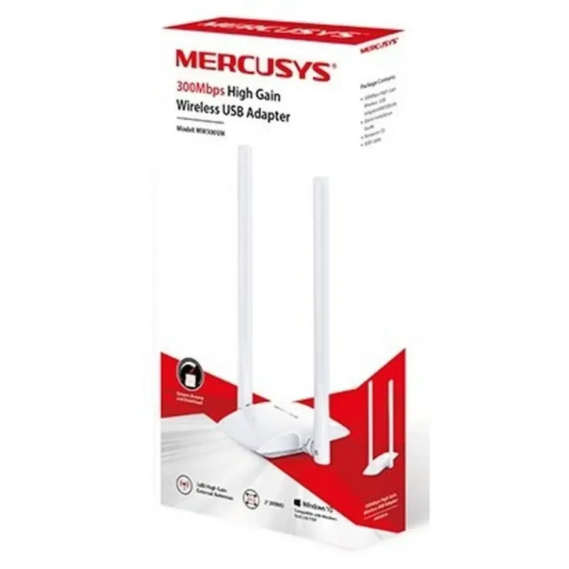 USB2.0 High Gain Wi-Fi N LAN Adapter MERCUSYS "MW300UH", 300Mbps, 2x5dBi, 2x2MIMO 2