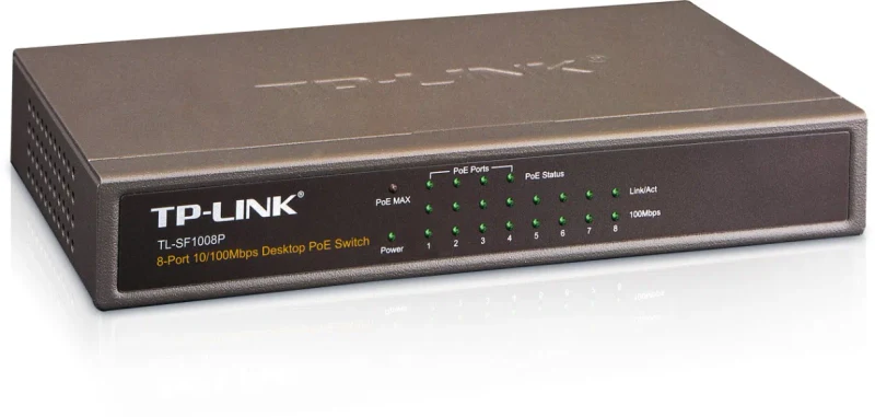 .8-port 10/100M TP-Link PoE Switch, TL-SF1008P, 4x PoE ports, 66W Budget, steel case 2