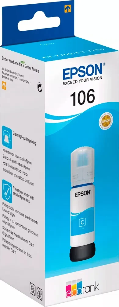 Recipient de cerneală Epson 106 EcoTank Cyan Ink Bottle (C13T00R240)