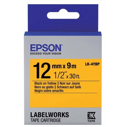 Tape Cartridge EPSON LK4YBP; 12mm/9m Pastel, Black/Yellow, C53S654008