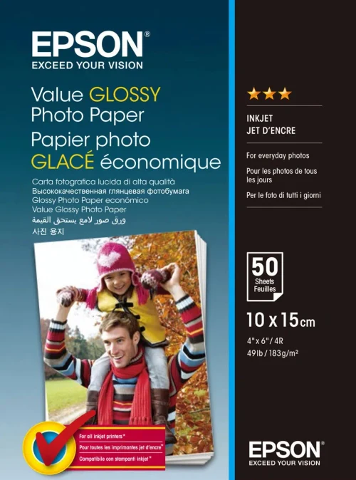 Бумага Фото Epson 10x15, 183 г, 50 листов, Глянцевая