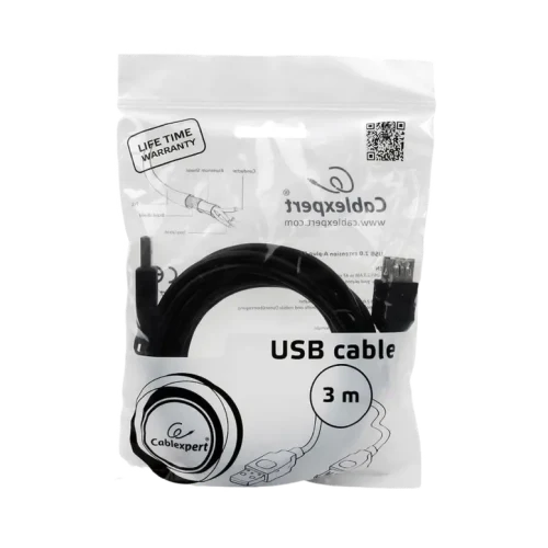 Кабель Cablexpert CCP-USB2-AMAF-10, USB-A to USB-A, 3 м, Черный