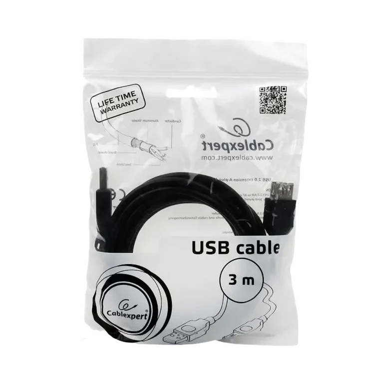 Cablu Cablexpert CCP-USB2-AMAF-10, USB-A to USB-A, 3 m, Negru 5
