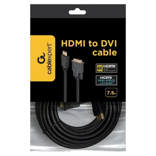 Видеокабель Cablexpert CC-HDMI-DVI-7.5MC, HDMI to DVI, 7.5 м, Черный