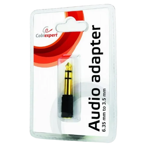 Адаптер Cablexpert A-6.35M-3.5F, 6.35 mm to 3.5 mm, Черный