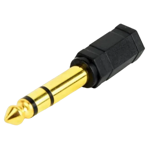 Адаптер Cablexpert A-6.35M-3.5F, 6.35 mm to 3.5 mm, Черный