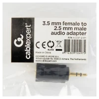 Adaptor audio Cablexpert A-3.5F-2.5M, Analogic, Negru 2