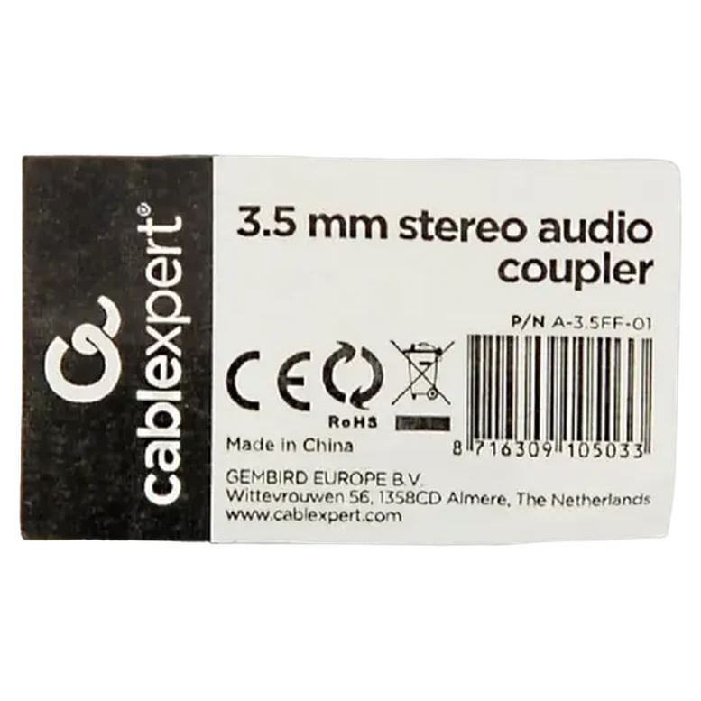 Adaptor audio Cablexpert A-3.5FF-01, 3.5 mm, Negru 2