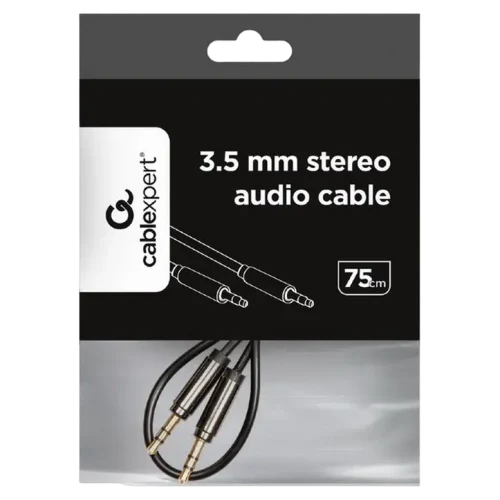 Cablu audio Cablexpert CCAP-444-0.75M, 3.5 mm, 0.75 m, Negru