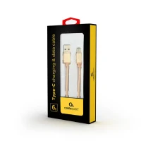 Cable USB2.0/Type-C Cotton braided - 1.8m - Cablexpert CCB-mUSB2B-AMCM-6-G, Gold, USB 2.0 A-plug to type-C plug, blister