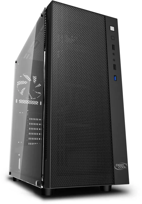 DEEPCOOL "MATREXX 55 MESH" ATX Case, with Side-Window (full sized 4mm thickness), Tempered Glass Side, without PSU, Tool-less, 1xUSB3.0, 2xUSB2.0 /Audio, Black