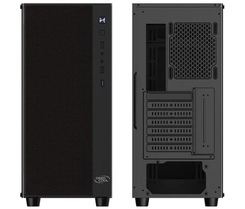 DEEPCOOL "MATREXX 55 MESH" ATX Case, with Side-Window (full sized 4mm thickness), Tempered Glass Side, without PSU, Tool-less, 1xUSB3.0, 2xUSB2.0 /Audio, Black