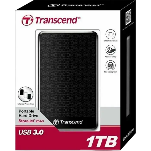 Внешний жесткий диск Transcend StoreJet 25A3, 1 TB, Черный