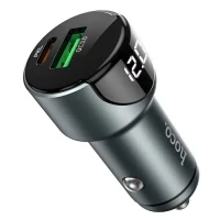 HOCO Z42 Light road dual port digital display PD20W+QC3.0 car charger Gray 3