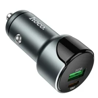 HOCO Z42 Light road dual port digital display PD20W+QC3.0 car charger Gray 2